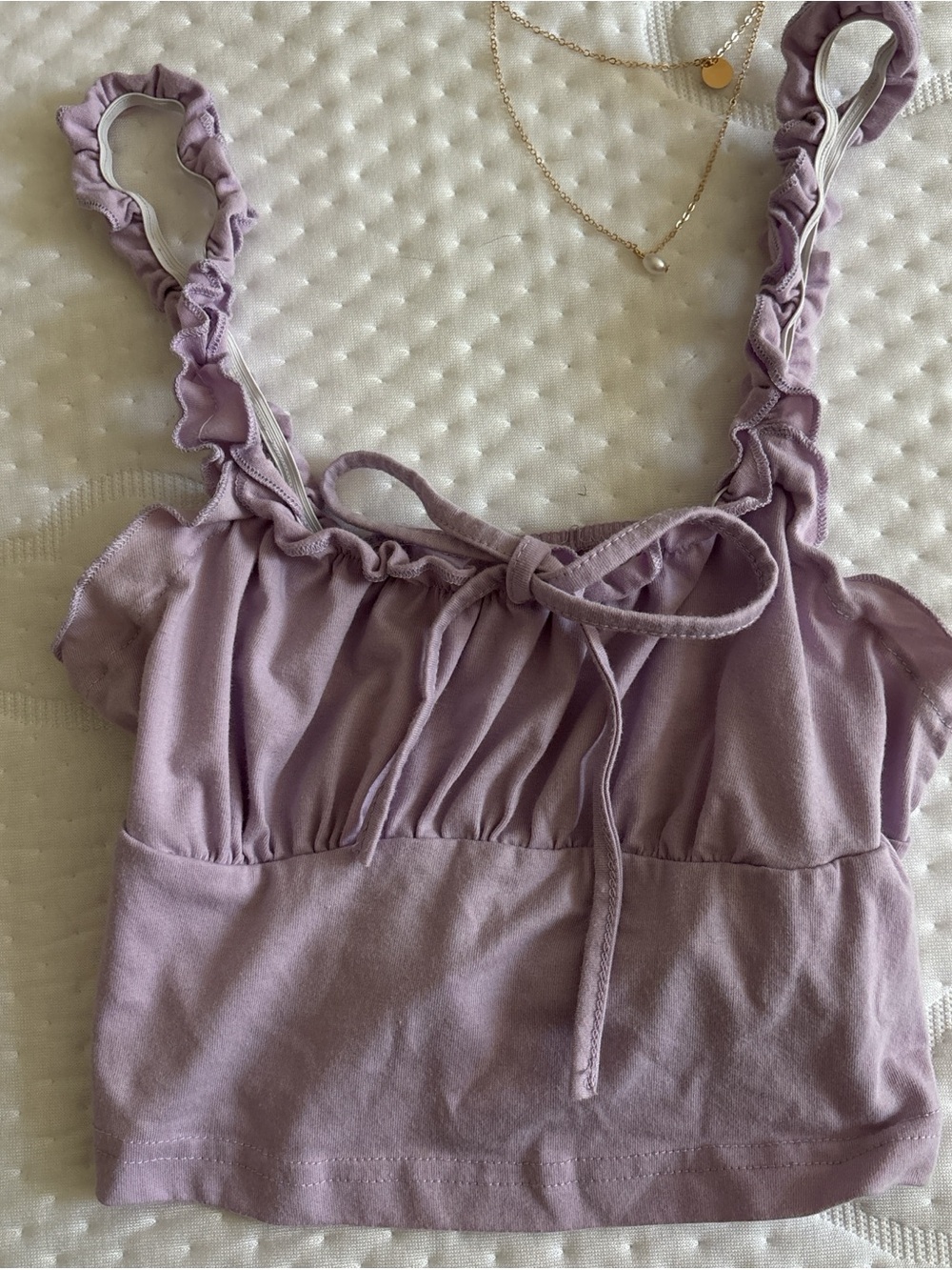Lilac Ruffled Tie-Front Crop Top - Women
